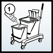 1. Используйте ведро 8 л для приготовления моющего раствора