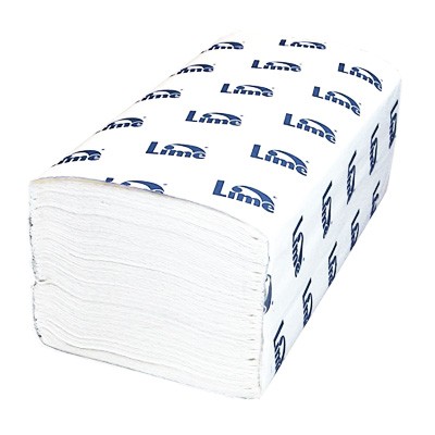 Листовые бумажные полотенца Lime, V, 250 л, 1 слой, белые