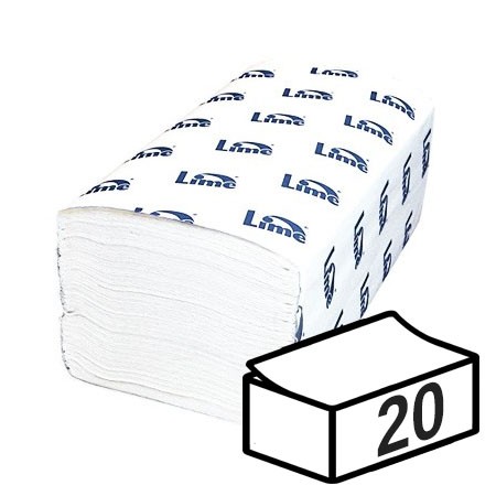 Листовые бумажные полотенца Lime, V, 200 л, 1 слой, белые комфорт