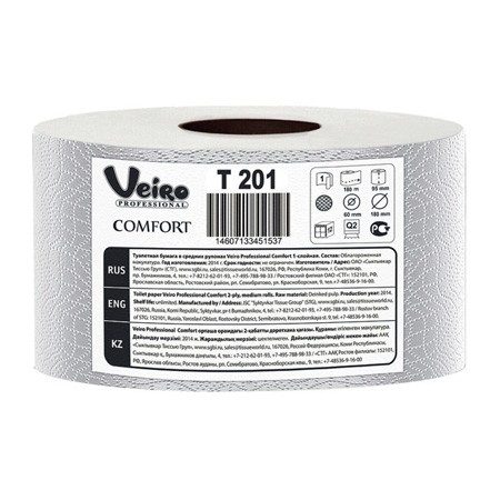 Туалетная бумага Veiro Comfort, 180 м, 1 слой, 12 рул