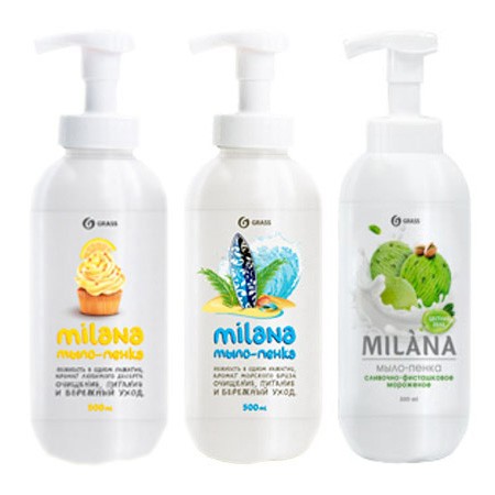 Жидкое мыло-пенка Milana GRASS, на выбор, 500 мл